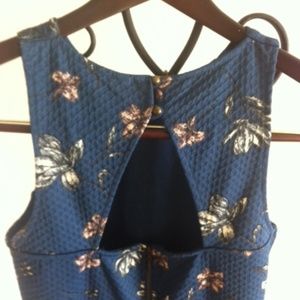 Empire Pleated Blue Floral Dress